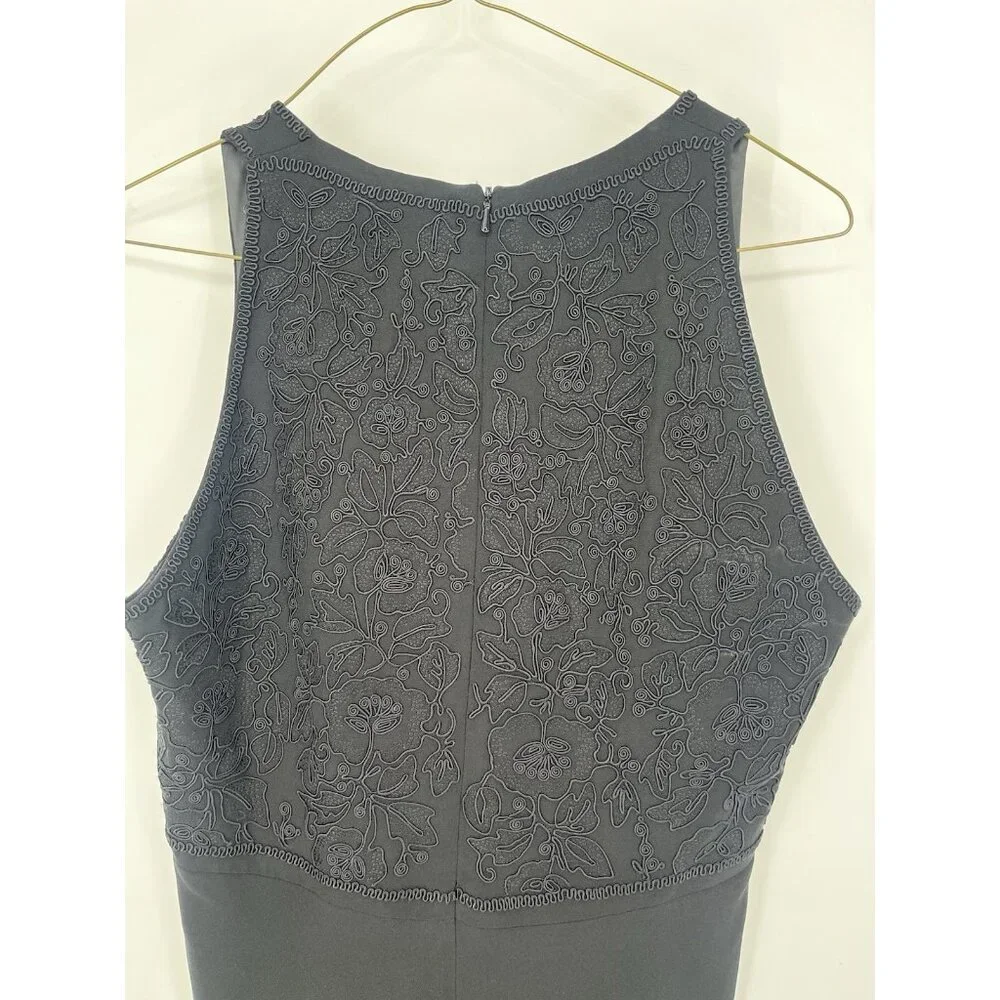 Jones New York Women's Sheath Dress Black Sleeveless V-Neck Embroidery Size‎ 6